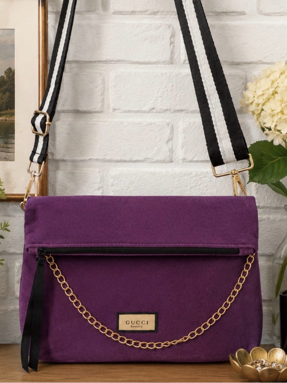 Gucci Purple Fold-Over Velvet Beauty Bag GWP ITEM NWOT. PLZ READ DESCRIPTION